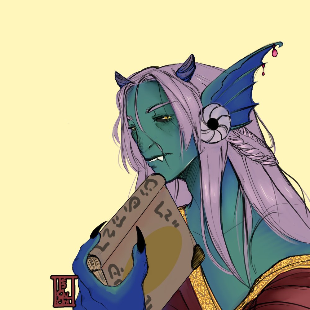 TheTenguOni's tweet photo. my friends #OC Xanu. I love drawing this grumpy boy. 
#ocart #DnD #RPG https://t.co/FuFHGiRg8n