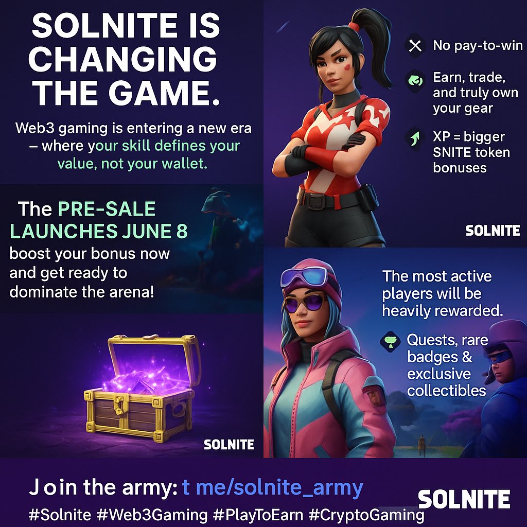 Tfrk94's tweet photo. Solnite is changing the game.
Web3 gaming is entering a new era — where your skill defines your value, not your wallet.

Why Solnite?
⚔️ No pay-to-win
🎮 Earn, trade, and truly own your gear
🚀 XP = bigger $NITE token bonuses
🏆 Quests, rare badges &amp; exclusive collectibles https://t.co/5NHIC2VxVA