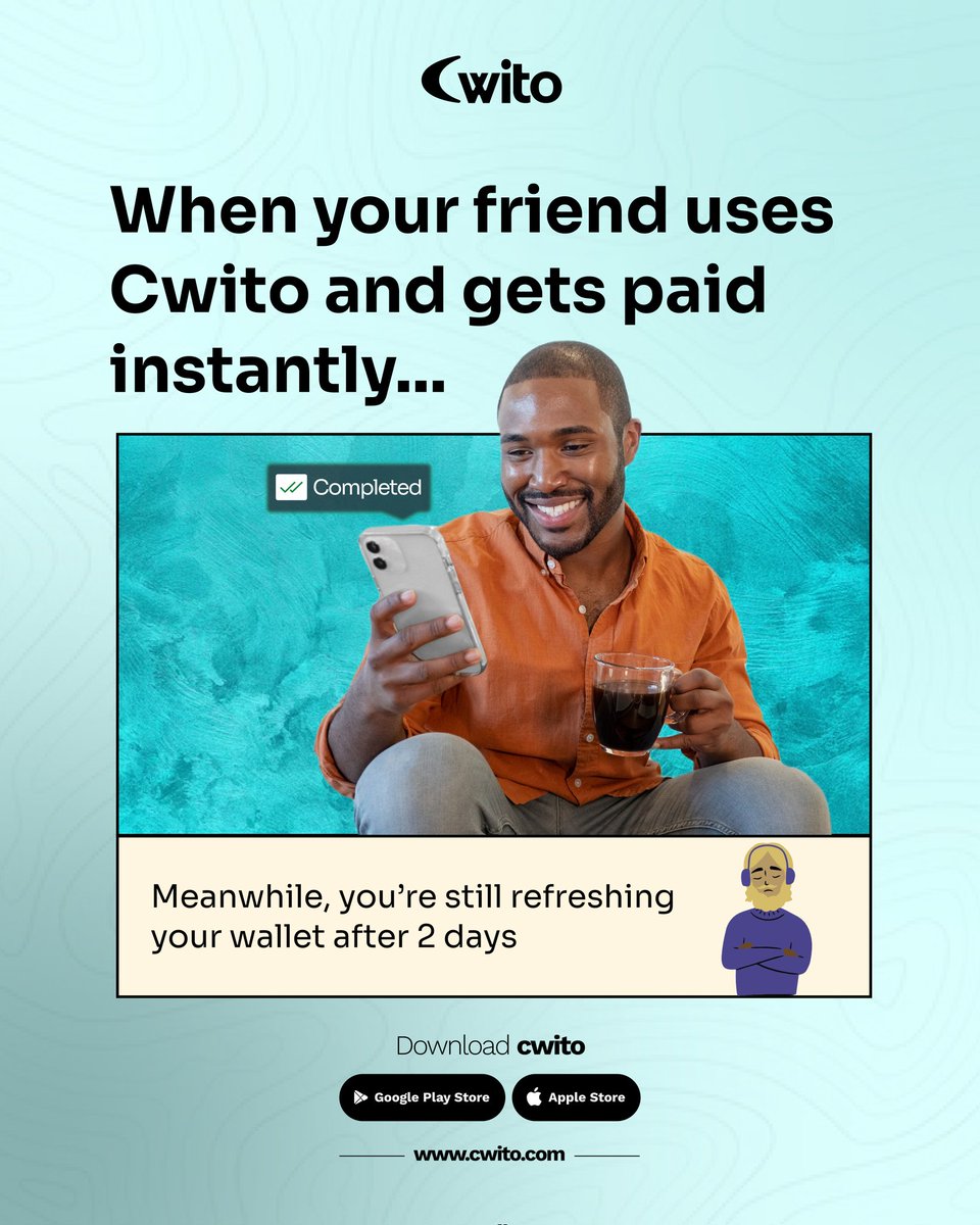 UseCwito's tweet photo. Don’t be the one still waiting. Get paid instantly with cwito.
Tag a crypto trader today.
#Cwito #InstantPayment #CryptoDoneRight #QuickCashOut #NoMoreDelays #SmartMove https://t.co/Yi4Kkzoff2