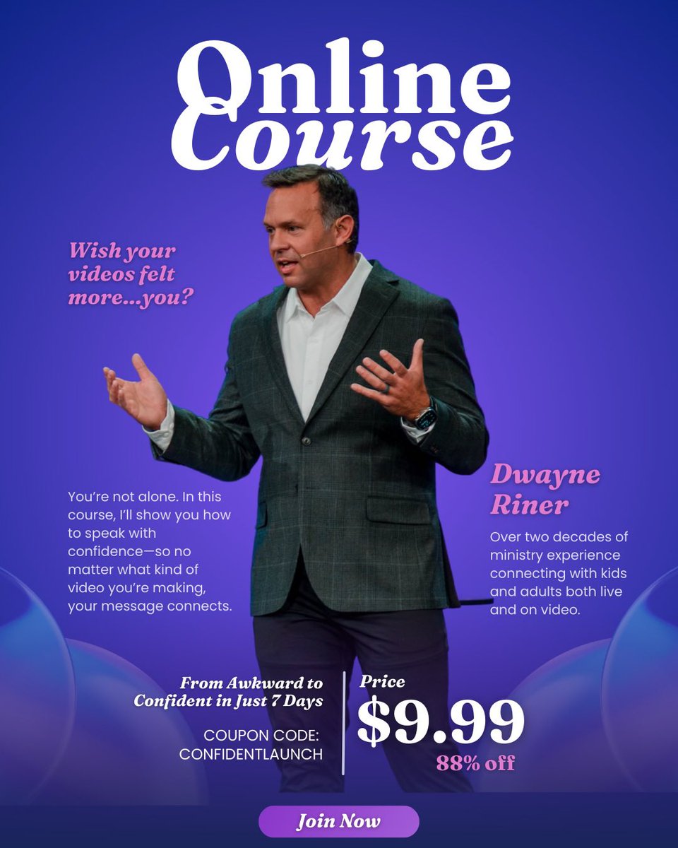 dwayneriner's tweet photo. You know how to preach.
You know how to lead.
But video? That still feels… weird.

I created a 7-day course to help ministry leaders present as confidently on video as they do on stage. 

https://t.co/bt7O1PIdGp https://t.co/u7I1oOxVZc