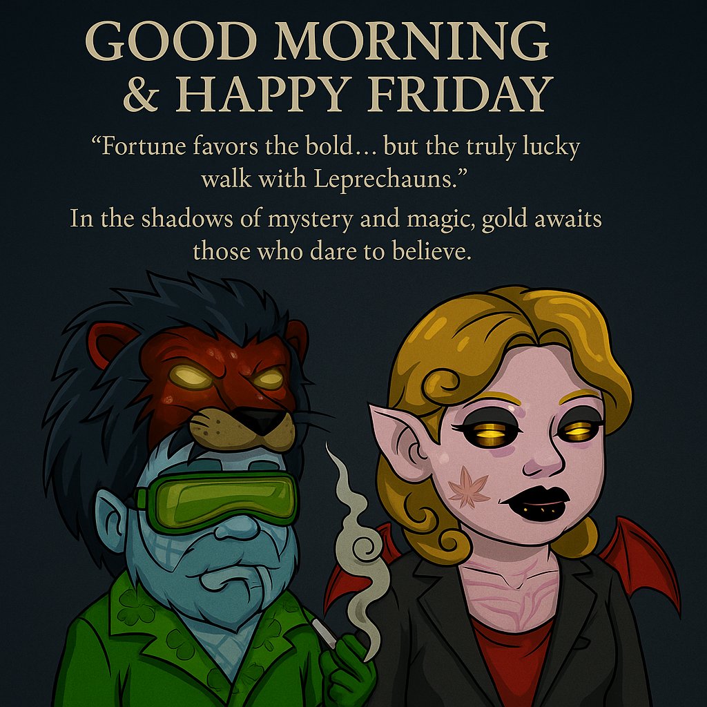 GM X Happy Friday, Fortune favors the bold, do you believe in luck and magic? 
If so come join the Leprechauns we may have what you are looking for 🌈🍀
#GM #GetLucky #Solana
launchmynft.io/sol/8800