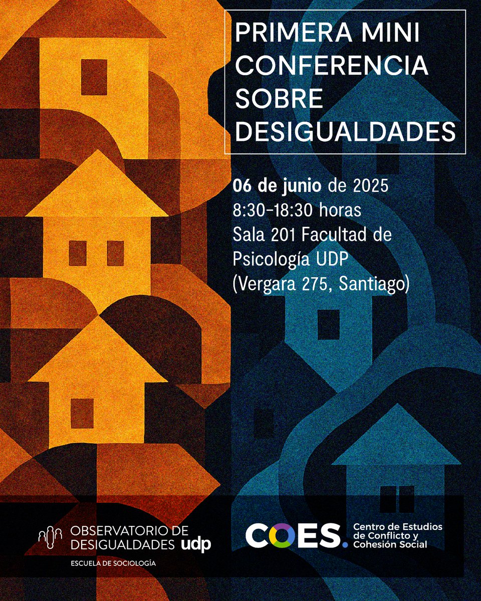Observatorio de Desigualdades UDP/COES (@odesigualdades) on Twitter photo 🟣 Les invitamos a la Primera Mini Conferencia sobre Desigualdades, organizada por <a href="/o_desigualdades/">Observatorio de Desigualdades CUCSH - UdeG</a> y @COES_CL.
Una jornada para pensar colectivamente las múltiples dimensiones de la desigualdad.
🧵 🟣 Les invitamos a la Primera Mini Conferencia sobre Desigualdades, organizada por <a href="/o_desigualdades/">Observatorio de Desigualdades CUCSH - UdeG</a> y @COES_CL.
Una jornada para pensar colectivamente las múltiples dimensiones de la desigualdad.
🧵