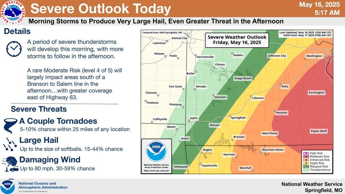 Spring weather continues to be unsettled.  Severe weather is predicted this afternoon &amp; evening so please be sure to stay #WeatherAware.  For more information:  facebook.com/NWSSpringfield