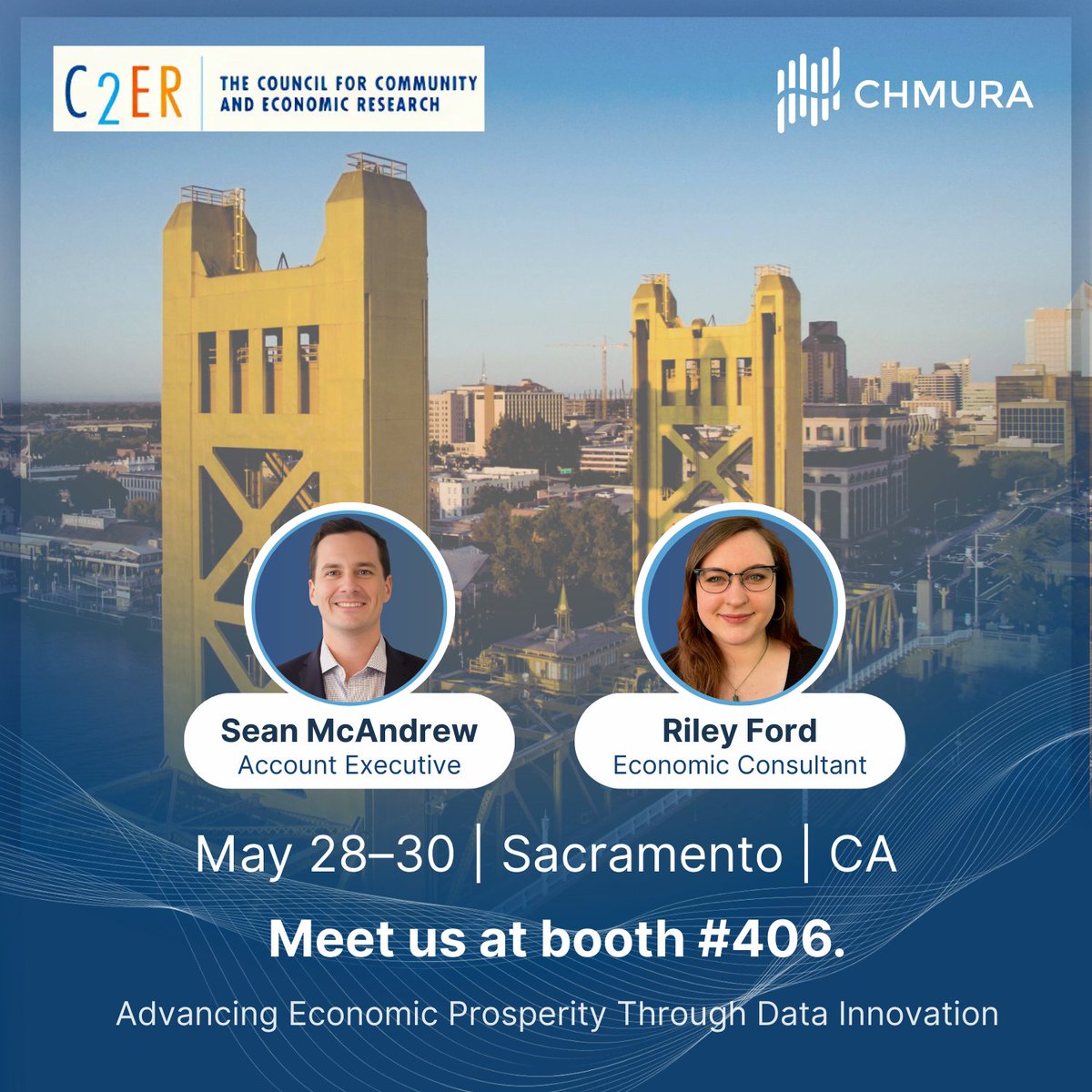 We’re excited to be exhibiting at the 2025 C2ER + LMI Institute Annual Conference in Sacramento, CA, May 28–30! Stop by Booth #406 to meet our Economic Consultant Riley Ford and Sales Account Executive Sean McAndrew.