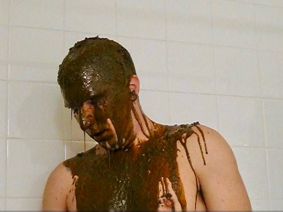 I found an old pic from the first time a dom plastered me with shit and piss.  good memories.  #gayscat #shitpig