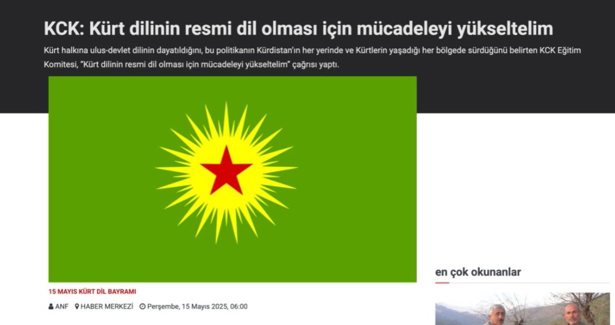 Kendini sözde fesheden PKK, KCK ismiyle açıklama ve tehditlerine devam ediyor...

Terör örgütü KCK son açıklamasında;  Kürtçe’nin resmi dil olması için yandaşlarını ve sempatizanlarını sokaklara çağırıyor ...