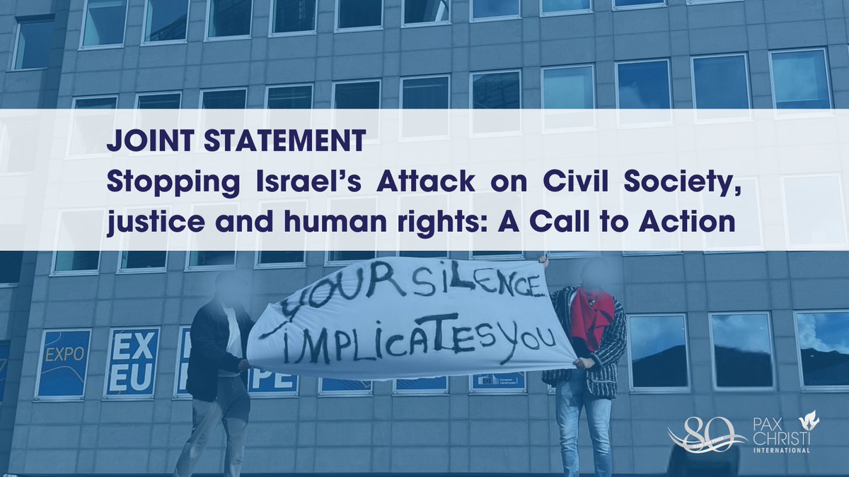 📢  Pax Christi International and over 20 NGOs express grave concern over new legislative proposals in Israel that threaten to criminalise dissent, obstruct justice, and silence human rights defenders. We urge the EU to act now!

Read our joint statement➡️ paxchristi.net/stopping-israe…