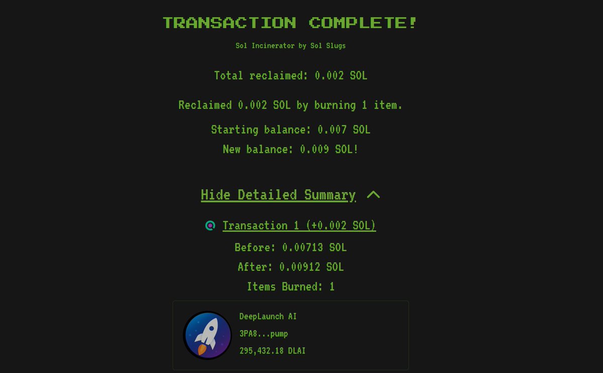 DeepLaunchApp's tweet image. Another Token Burn, cause why not?