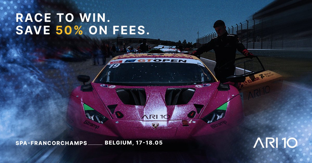 Robin Rogalski hits the track this weekend at GT Open - Spa 🏎️

You enjoy -50% FEES on buys &amp; sells in ARI10 Exchange using code LAMBO: exchange.ari10.com

📅 Valid: May 17-18 (UTC)
📺 Watch live at 12:00 UTC: youtube.com/@gtopenseries

Time to show who's boss – Robin &amp; Oregon