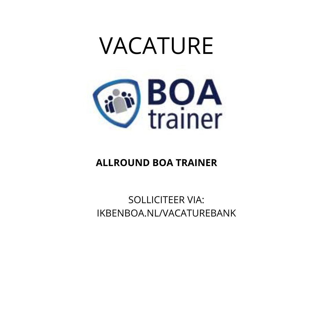 VACATURE:
BOA TRAINER is op zoek naar:
ALLROUND BOA TRAINER

Nieuwsgierig of direct solliciteren?  
Kijk op onze BOA Vacaturebank:
ikbenboa.nl/vacature/vaard…

#boa #handhaving #boa rainer #vacature
