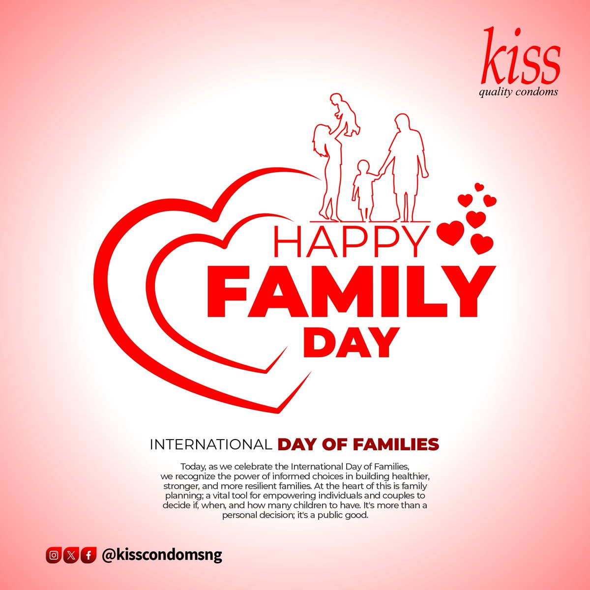 Family is where love begins and never ends. 💞 On this International Day of Families, we celebrate the strength, support, and joy that family brings — in every form it comes. Let’s cherish the bonds that shape us. 👨‍👩‍👧‍👦🌍
.
Call:7790
Visit: honeyandbanana.com/honey-basket
.
#dkt #KissCondom