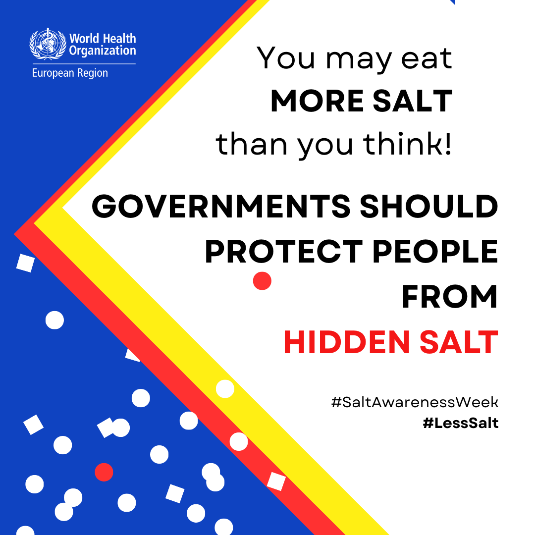 WHO_Europe's tweet photo. 🚨Cutting salt could help prevent 900,000 deaths from #cardiovascular diseases in the WHO European Region by 2030—in line with #SDGs and other global health commitments.
Learn more from the WHO/Europe report👇
https://t.co/StRpY9OfaY
#SaltAwarenessWeek #LessSalt https://t.co/isUkfuzDrb