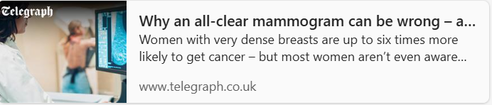GenesisCareUK (@genesiscare) on Twitter photo 🔍 An “all-clear” mammogram doesn’t always mean all clear. A compelling read in <a href="/Telegraph/">The Telegraph</a> on breast cancer detection & why GenesisCare’s Rapid Breast MRI is vital for screening dense breasts.
📣 Miss Harleen Deol will be answering Qs in the article 👉bit.ly/43k3kvu 🔍 An “all-clear” mammogram doesn’t always mean all clear. A compelling read in <a href="/Telegraph/">The Telegraph</a> on breast cancer detection & why GenesisCare’s Rapid Breast MRI is vital for screening dense breasts.
📣 Miss Harleen Deol will be answering Qs in the article 👉bit.ly/43k3kvu