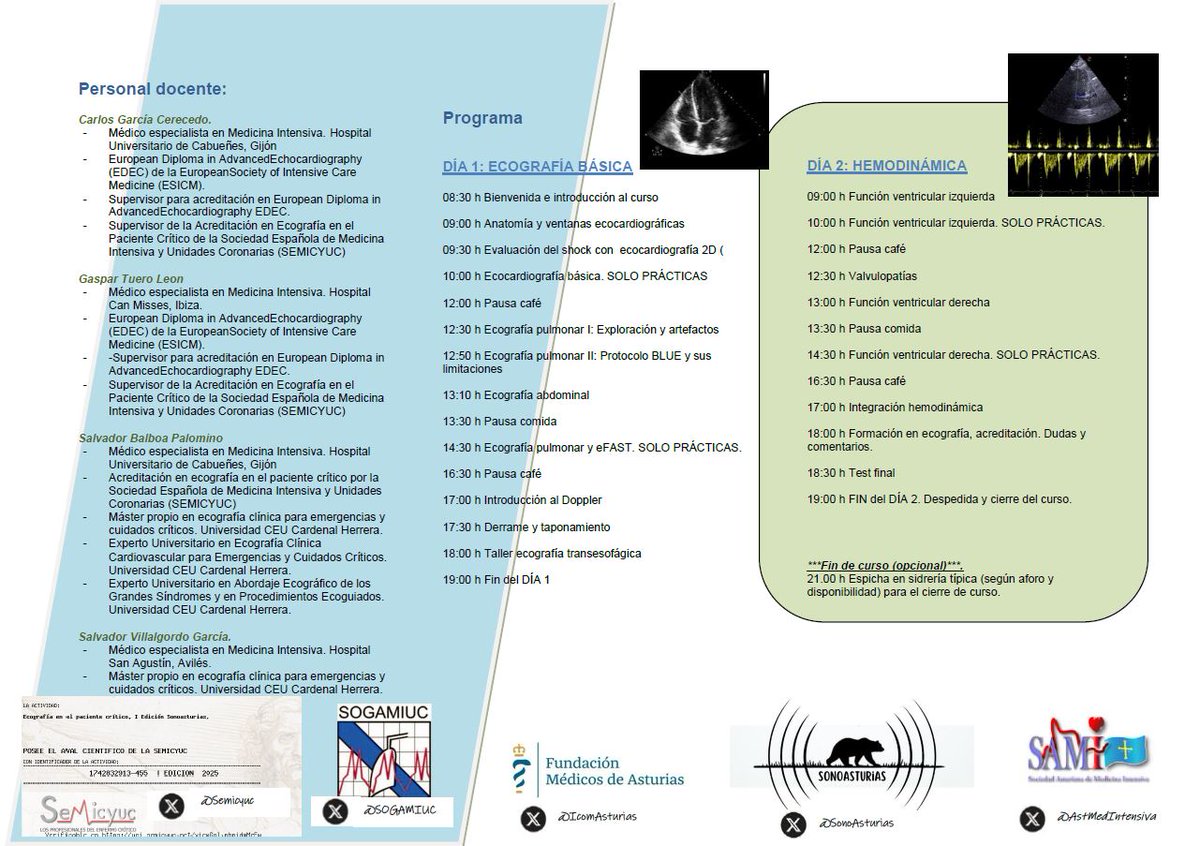 Para cualquier consulta no dudéis en contactar con nosotros a través de RRSS o en el correo. Os dejamos el programa al completo!
<a href="/icomasturias/">Ilustre Colegio Oficial de Médicos de Asturias</a> 
<a href="/SOGAMIUC/">SOGAMIUC</a> 
<a href="/AstMedIntensiva/">Sociedad Asturiana de Medicina Intensiva</a>
