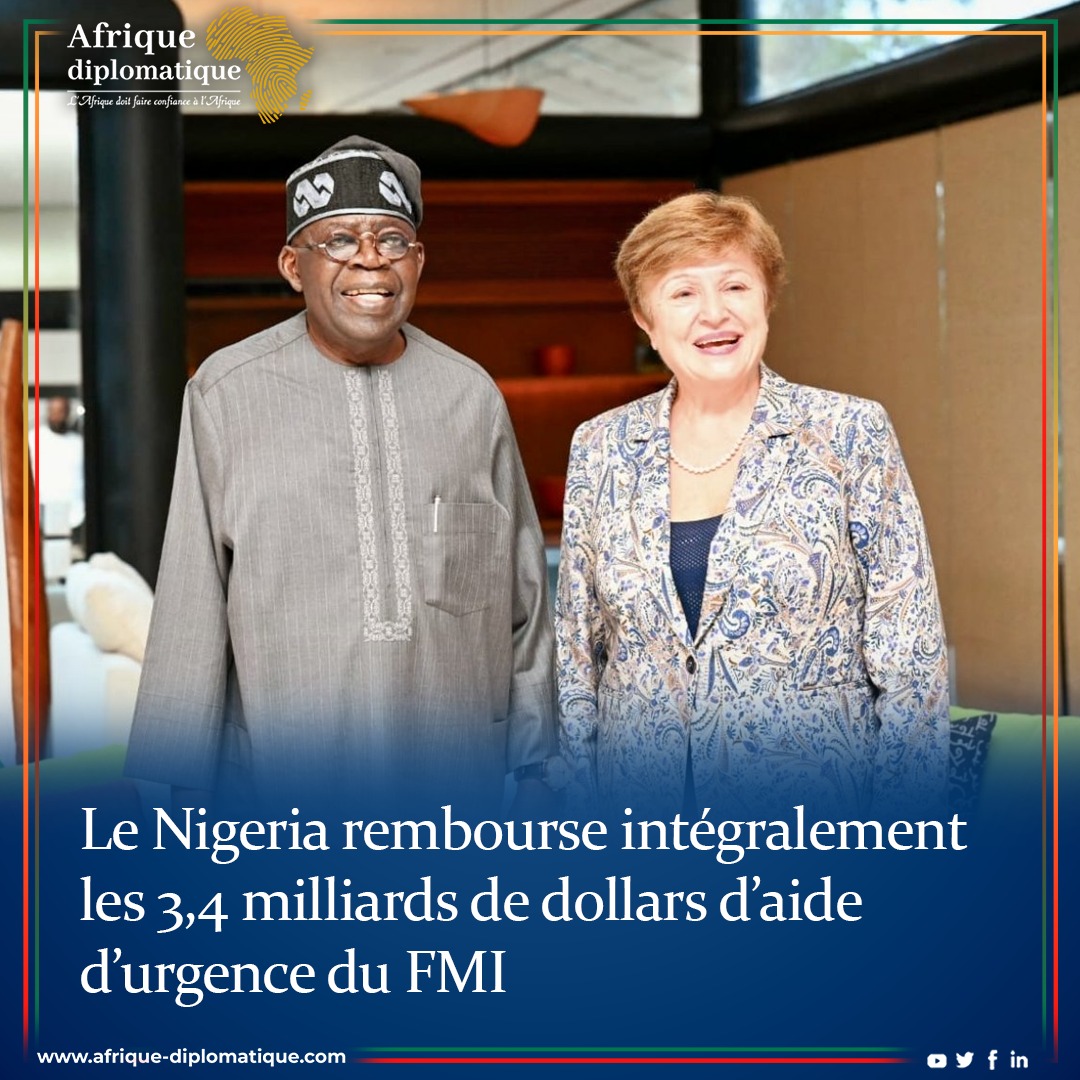 AFRIQUEDIPLOMAT's tweet image. 💰 Le #Nigeria tourne la page de la crise post-Covid.
Le #FMI confirme le remboursement intégral des 3,4 Mds $ d’aide d’urgence accordés en 2020.
Un signal fort de résilience économique.
👉 afrique-diplomatique.com/le-nigeria-rem…
#AfriqueDiplomatique #Économie #Afrique #Finances #CriseSanitaire