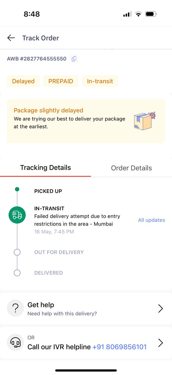 sandeep_baid's tweet photo. @delhivery 2827764555550. For the past 2 days you are showing out for delivery and then suddenly in the evening you report that the area is not accessible. This is in the heart of Mumbai and DTDC delivered a courier sent after you. Unreliable service. Unprofessional https://t.co/idK0uOoYGD