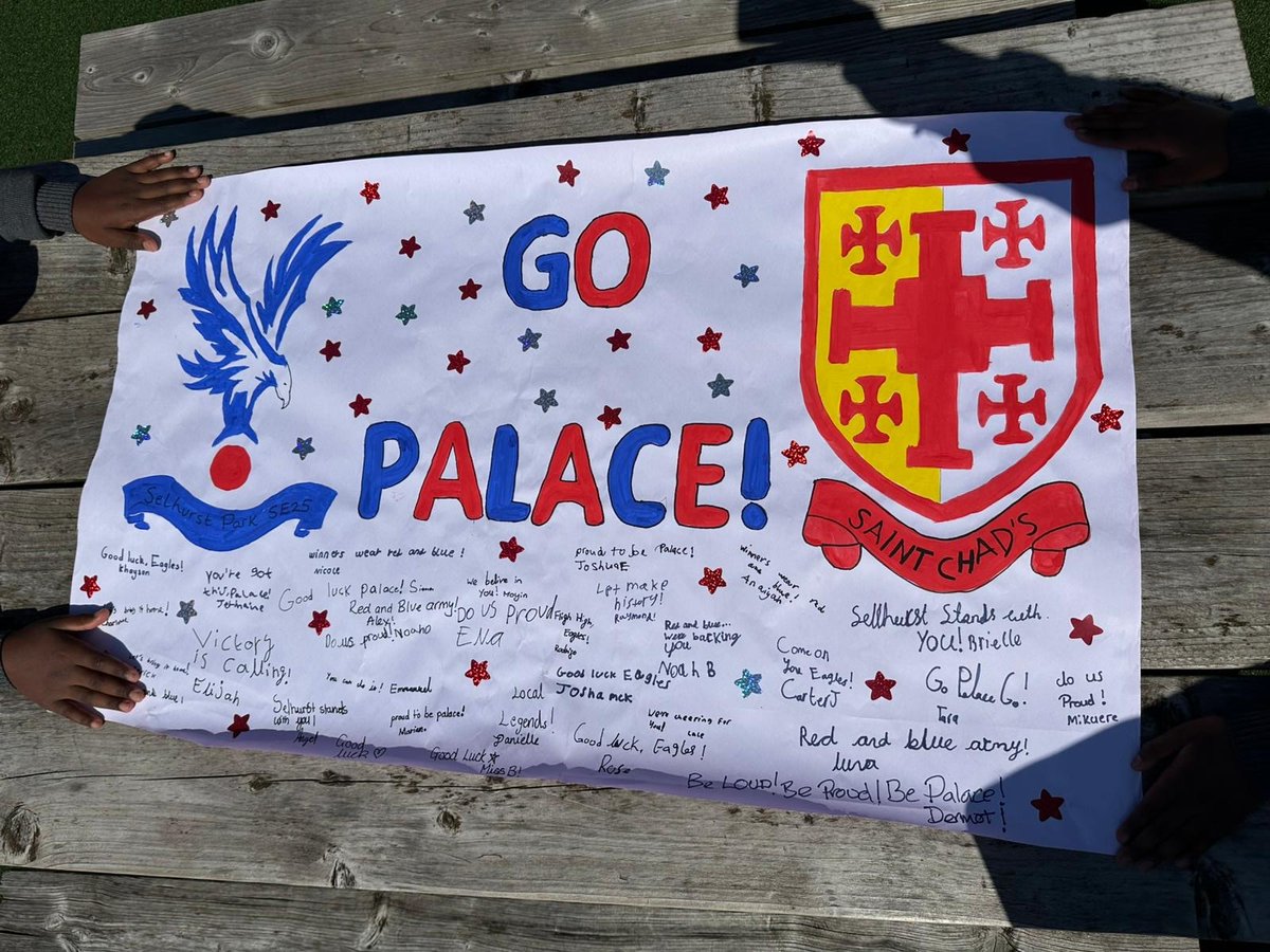 Palace for Life (@palaceforlife) on Twitter photo Good luck Palace 🥰
Thank you to all of the schools who have got behind the lads with red and blue day today!
<a href="/CPFC/">Crystal Palace F.C.</a> | <a href="/PLCommunities/">Premier League Communities</a> | #EmiratesFACup Good luck Palace 🥰
Thank you to all of the schools who have got behind the lads with red and blue day today!
<a href="/CPFC/">Crystal Palace F.C.</a> | <a href="/PLCommunities/">Premier League Communities</a> | #EmiratesFACup