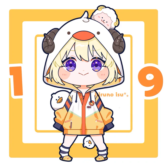わためぇ誕生日カウントダウンあと19日 『ひよこお部屋着』#つのまきあーと 