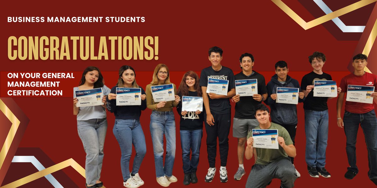 CTELFCISD's tweet image. Certification ACHIEVED! 🙌Big shoutout to our amazing Business Management & Entrepreneurship students on passing their exams. Well done!