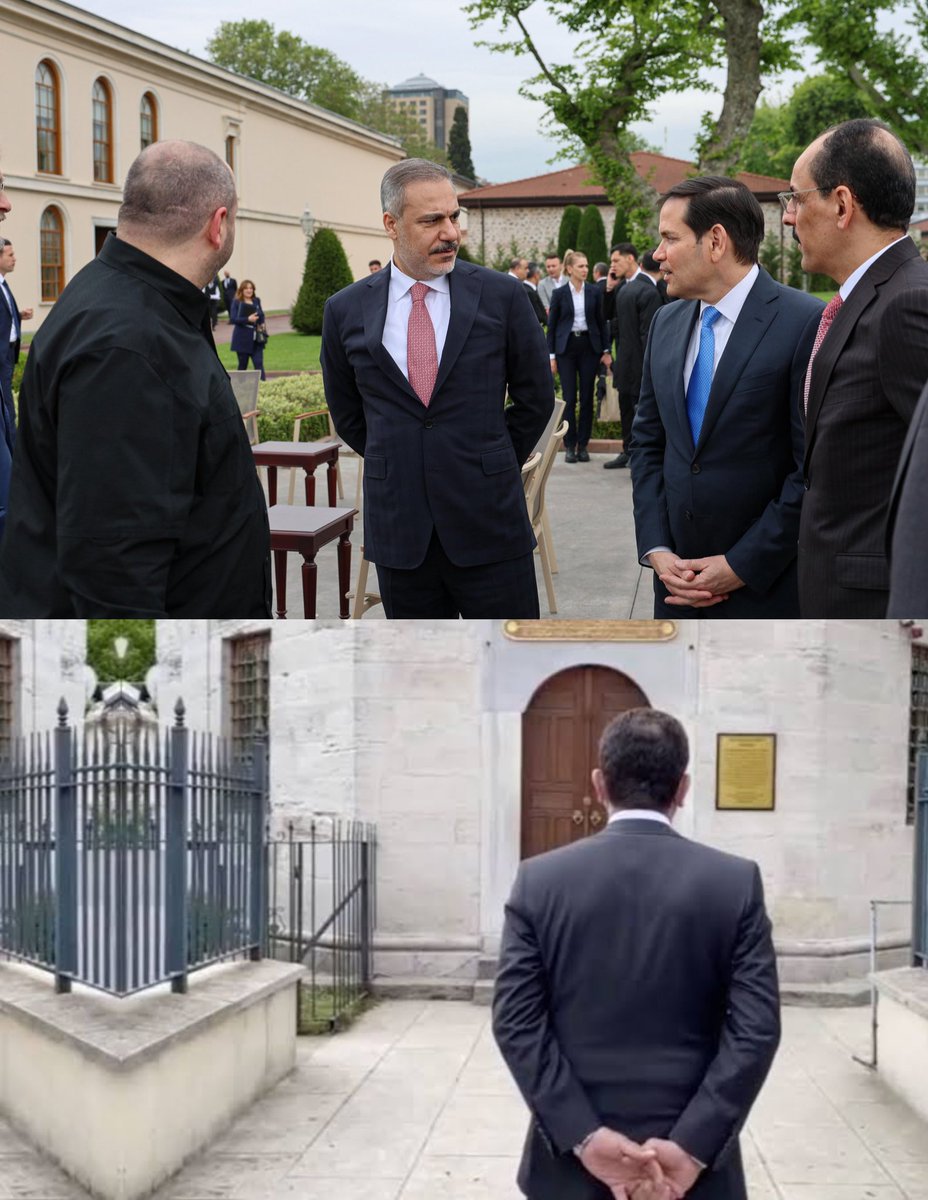 malikejder's tweet photo. Cennet mekan Fatih Sultan Mehmet Han’ın türbesi huzurunda eli arkada durmak marifet değildir 

Marifet, Amerikan dışişleri Bakanının yanında böyle durmaktır. https://t.co/ITeim2gXZj