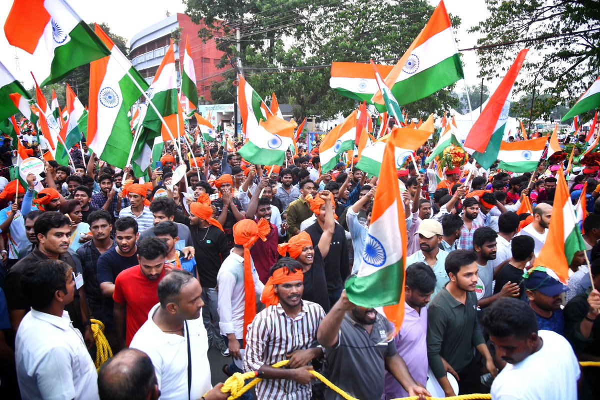 Nation First! 🇮🇳
Participated in the #TirangaYatra today to salute the Indian Armed Forces for the successful completion of #OperationSindoor. This Yatra holds even greater significance for our state, as the Indian Tricolour was designed by Pingali Venkayya Garu, a proud son of