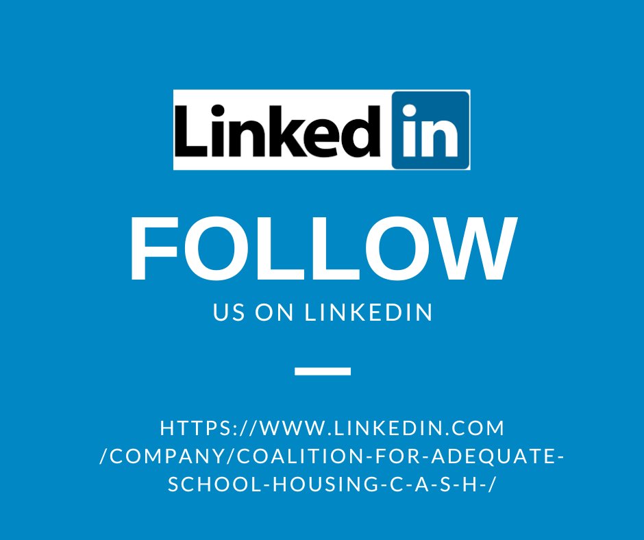 Follow Friday! We're excited to announce new updates to our LinkedIn Page. Please don't forget to give us a follow! #cash #california #schoolfacilities #k12
