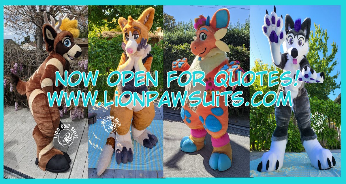There's still quite a few folks that haven't made the leap over yet, we miss you.

Perhaps a quote for a new fursuit from us might tempt you? 👀

We're now open for quotes before we officially open May 19th, visit LionPawSuits.com to request yours today!