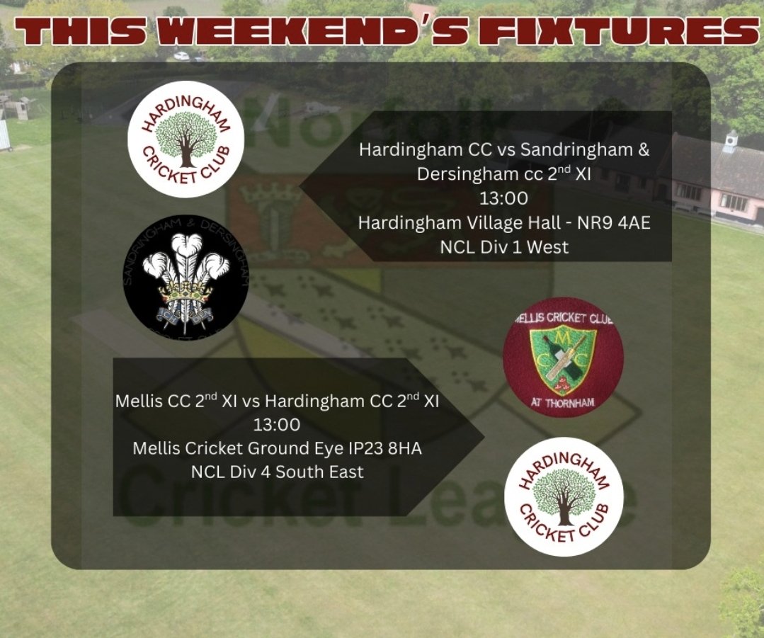Both teams in action this week as the First XI host <a href="/sandringhamcc1/">Sandringham CC</a> and the Second XI travel to Mellis CC
