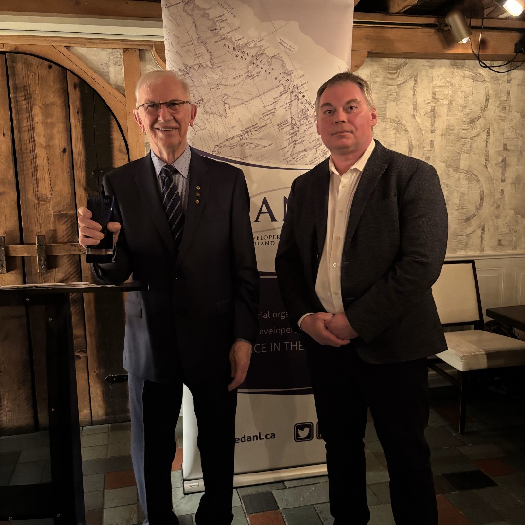 Last night was the <a href="/EDANL709/">EDANL</a>'s Awards of Excellence. CEO, Ted Lomond, attended the event and presented the Presidents Award to Gordon Slate. This award recognizes his lifetime contribution to rural economic development in the province.