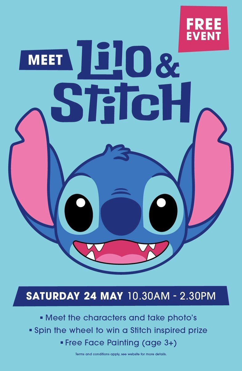Meet Lilo &amp; Stich for FREE on Saturday, 24th May.

Plus, lucky dip to win some stitch inspired items &amp; FREEl face painting for all aged 3+ with the fantastic Malia's Masterpieces.

See you from 10.30am Saturday 24th May 2025.

#ByronPlace #Seaham #Community  #NorthEast
