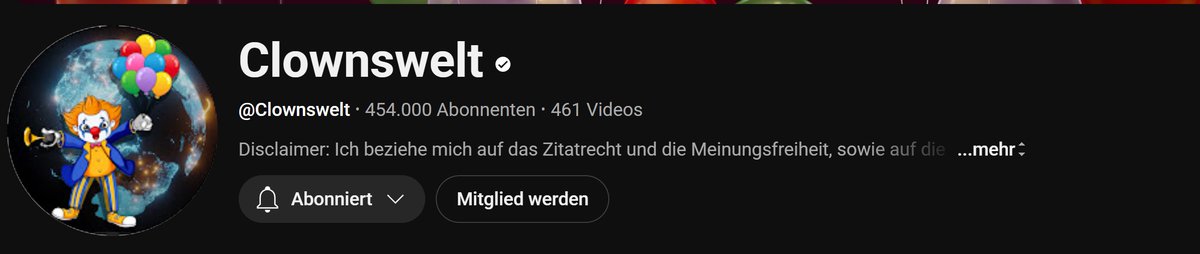 Innerhalb einer Woche hat sich nach dem Doxxing des YouTubers Clownswelt genau heute die Reichweite seines Kanals exakt verdoppelt. 227k vor dem Doxx 454k nach dem Doxx. 
<a href="/DieKetzerKirche/">KetzerKirche</a> ich beglückwünsche dich zu diesem Zuwachs. 

#Clownswelt #WirSindClownswelt #Boehmerang