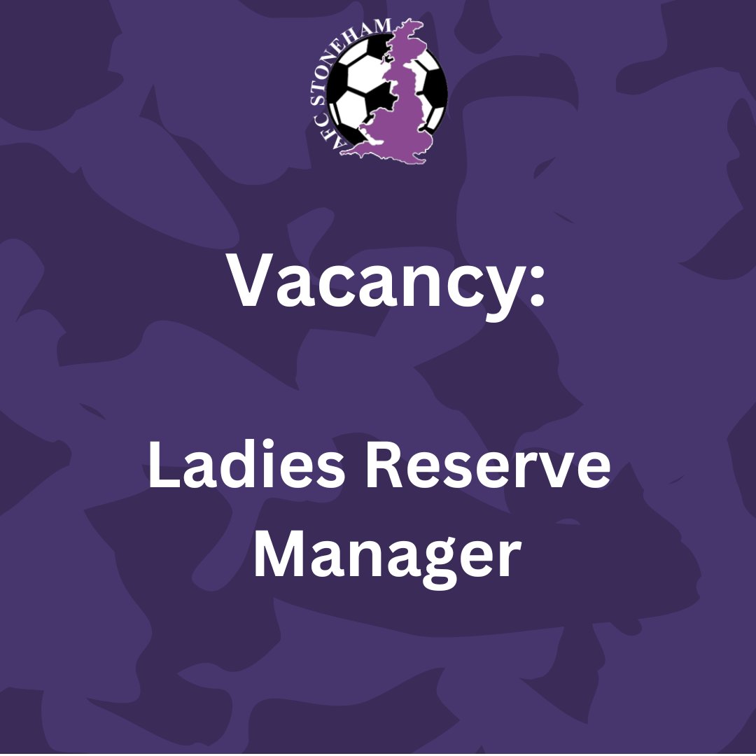 StonehamAFC's tweet photo. We're recruiting a Ladies Reserves Manager for the 25/26 season!

🗓 Sundays (matchdays)
🏃‍♀️ Lead training
🤝 Work closely with U18s manager &amp; attend youth games

Help shape our women's pathway!
📩 DM us to apply

#WomensFootball #CoachingOpportunity #JoinTheTeam https://t.co/6MoP7bYio4
