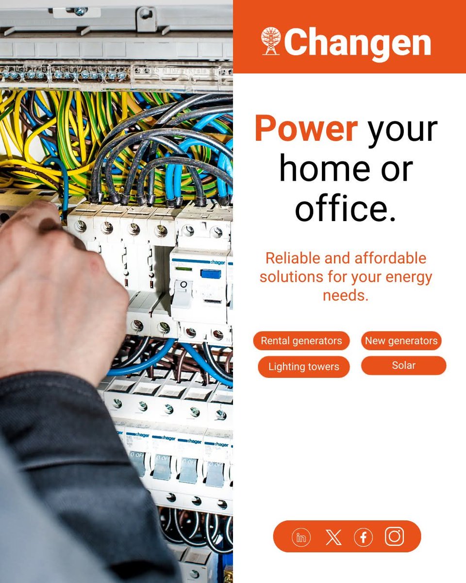 ChangenPower's tweet image. 𝗟𝗶𝗴𝗵𝘁𝗶𝗻𝗴 𝗧𝗼𝘄𝗲𝗿𝘀 | 𝗡𝗲𝘄 𝗚𝗲𝗻𝗲𝗿𝗮𝘁𝗼𝗿𝘀 | 𝗥𝗲𝗻𝘁𝗮𝗹 𝗚𝗲𝗻𝗲𝗿𝗮𝘁𝗼𝗿𝘀 | 𝗦𝗼𝗹𝗮𝗿 𝗦𝗼𝗹𝘂𝘁𝗶𝗼𝗻𝘀 
changen.co.za  

#Changen #TemporaryPowerSolutions #AffordableRentalGenerators #RentalGenerators #NewGenerators #RentalPower #Generators
