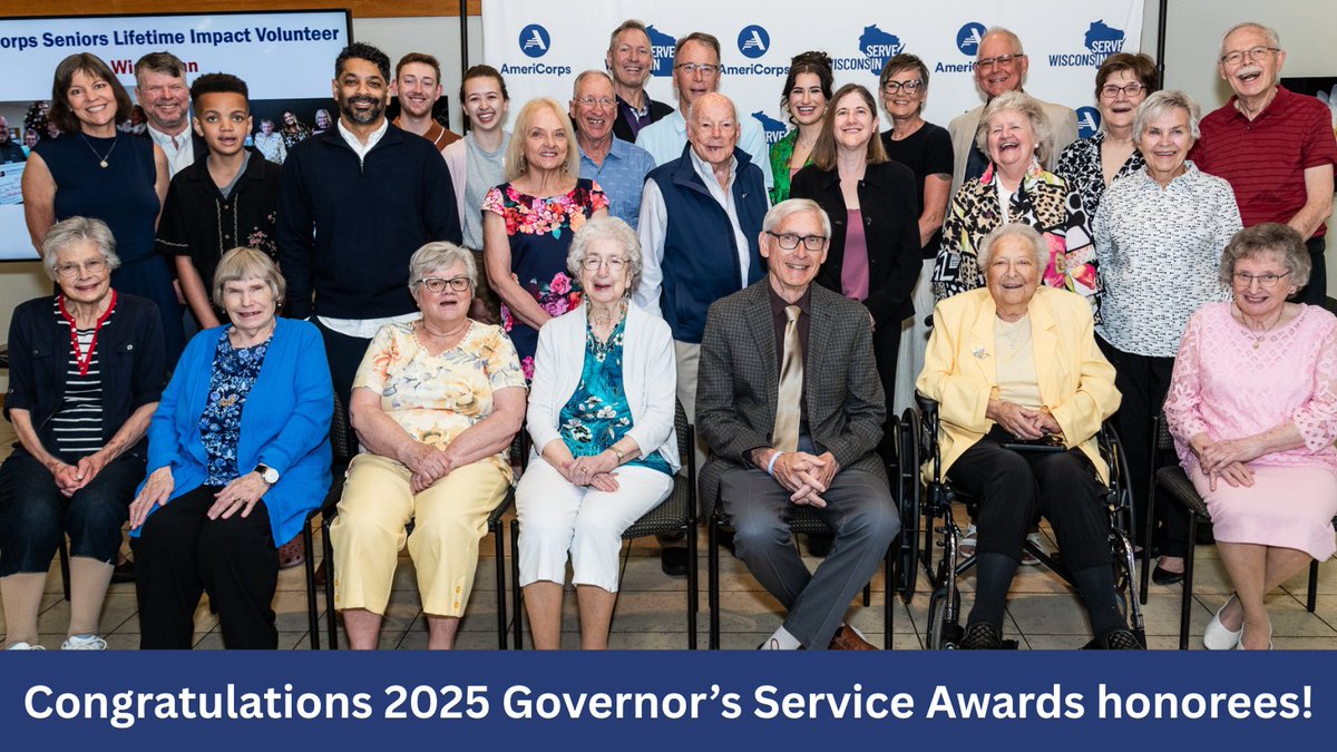 Serve Wisconsin (@servewisconsin) on Twitter photo Congratulations to the local volunteers, <a href="/AmeriCorps/">AmeriCorps</a> members, and <a href="/AmeriCorpsSr/">AmeriCorps Seniors</a> volunteers that were honored yesterday at Governor’s Service Awards!
Thank you <a href="/GovEvers/">Governor Tony Evers</a> for recognizing the difference they made through their #ServiceinWI!
Press Release: content.govdelivery.com/accounts/WIGOV… Congratulations to the local volunteers, <a href="/AmeriCorps/">AmeriCorps</a> members, and <a href="/AmeriCorpsSr/">AmeriCorps Seniors</a> volunteers that were honored yesterday at Governor’s Service Awards!
Thank you <a href="/GovEvers/">Governor Tony Evers</a> for recognizing the difference they made through their #ServiceinWI!
Press Release: content.govdelivery.com/accounts/WIGOV…