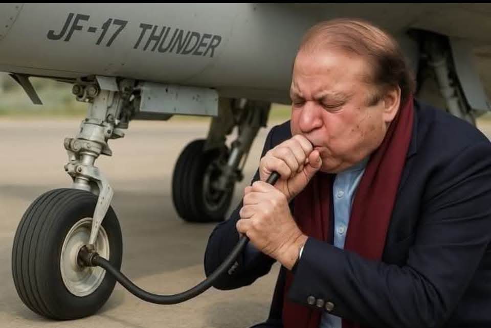 ATIFTOQEER's tweet photo. جنگ کے دوران میاں صاحب جے ایف 17 میں ہوا بھرتے ہوئے😂 https://t.co/kgea23cZRm