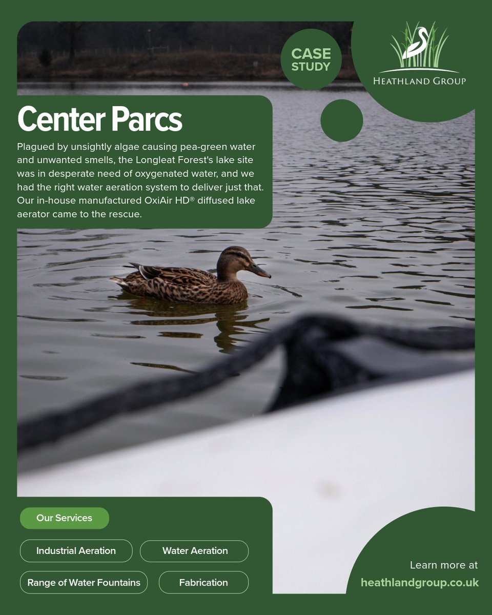 Recently we completed an OxiAir HD® installation at Center Parcs Longleat Forest #wateraeration #lakeaeration #centerparcs