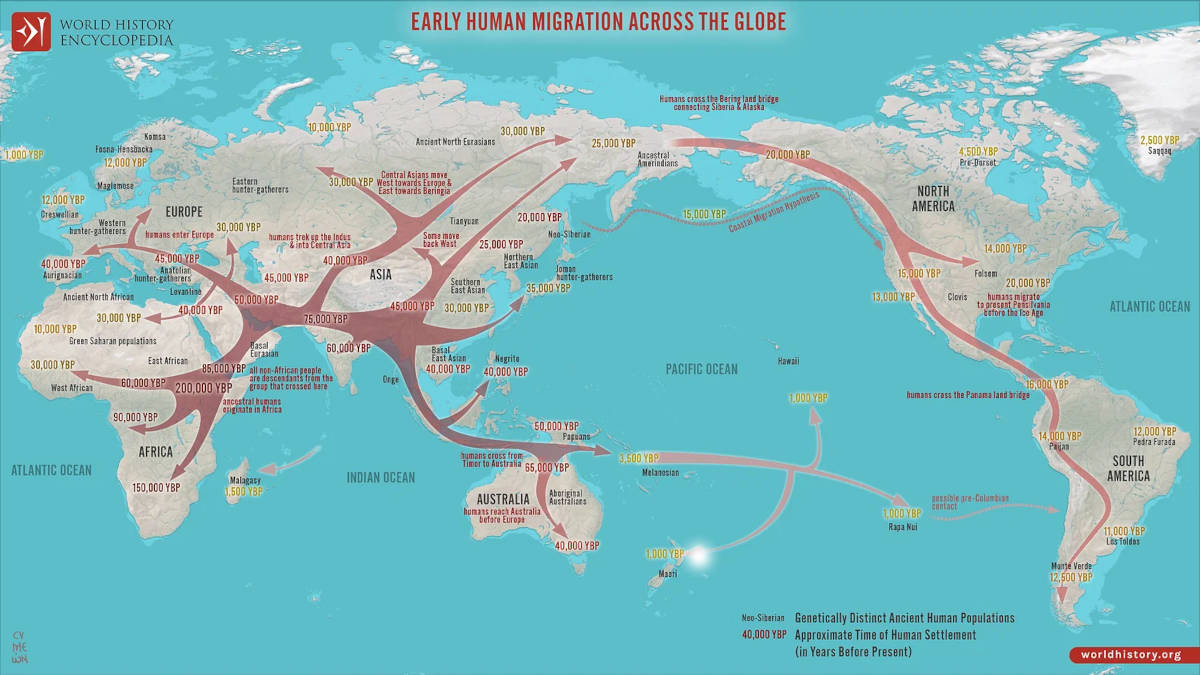 ancientorigins's tweet photo. Groundbreaking genome research reveals that early Asians made the longest prehistoric migration in human history—over 20,000 km on foot to South America!  This epic journey, traced through cutting-edge DNA analysis, highlights ancient humans' adaptability and sheds light on Indigenous genetic resilience.
https://t.co/ozrpffOs6W
#Americas #AncientMigration #EarlyAsians #GenomicStudies