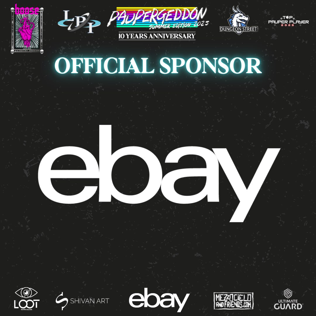 This summer, commons go PREMIUM.

eBay joins as Main Sponsor of Paupergeddon 10, bringing prizes, promos to the greatest Pauper party ever! 🎉💀

#CommonNightmares