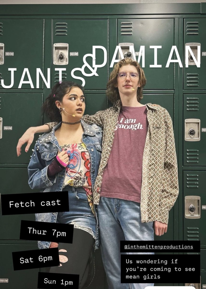 aljaim1's tweet photo. Support our Community Theatre @farmingtonhillsyouthperformingarts @inthemittenproductions #meangirlshighschoolmusical
#meangirlsmusical

Please share the ticket link!  We want our performers to have a great audience for this amazing show!

https://t.co/zOV6cOljpP https://t.co/F7GSS796Jd