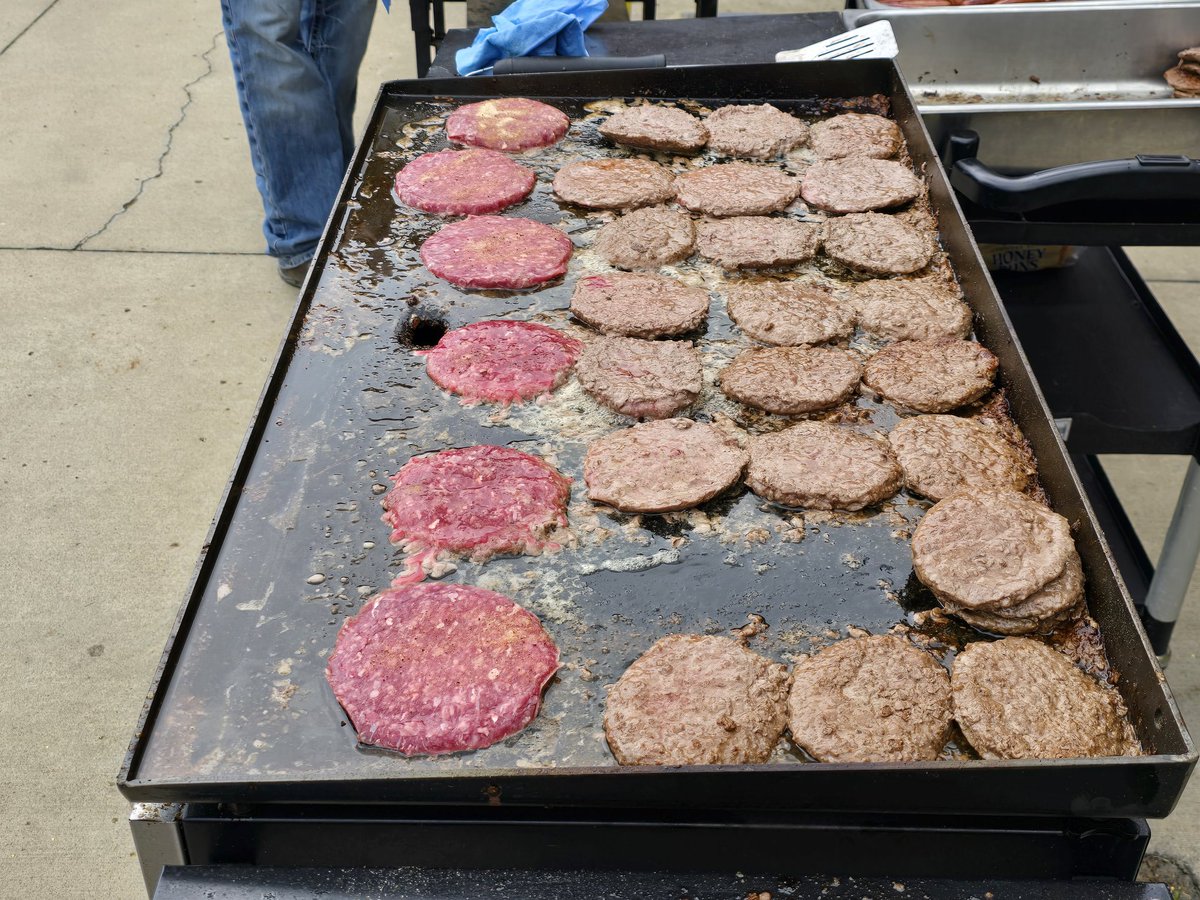 Students are eating free-of-charge at Shenandoah today. Lunch is sponsored by the staff and Green Acres. These beef patties are from a steer that was born and raised on our school farm.