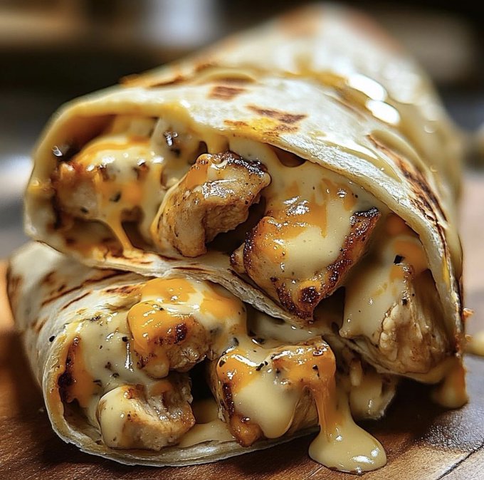 Cheesy Garlic Chicken Wraps 🌯🧀