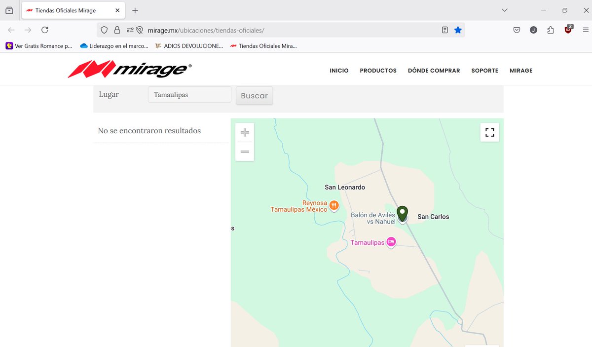Se maman, estoy buscando donde adquirir un minisplit, entro a la página de la tienda mirage y pongo el estado donde resido y sale esto... #Nahuel #Aviles #tigres #Rayados