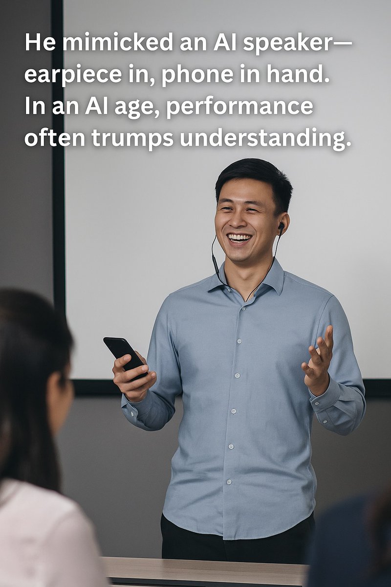 Michael30303521's tweet image. 🧠 Tomorrow’s Chapter 12 reveals a story you won’t forget:
An AI app. A Bluetooth earpiece.
A sales agent who mimicked English without understanding it—
and no one stopped him.
Because in a face-based system, performance trumps meaning.
#AIinEducation #FutureOfLearning #Chapter12