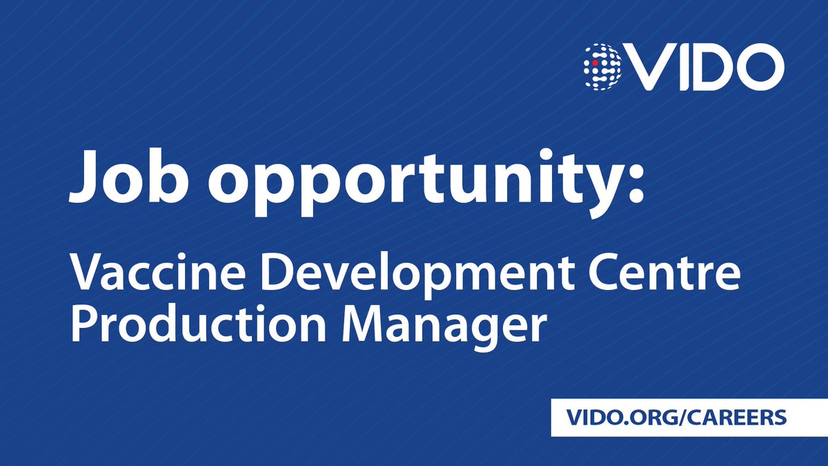 🚨 We're hiring for a Vaccine Development Centre Production Manager to lead our GMP vaccine production operations. 

Apply now: vido.applytojobs.ca/vaccine%20deve…
 
Be part of a team that's protecting global health and food security. 

#WorkAtVIDO #WorkWithUs