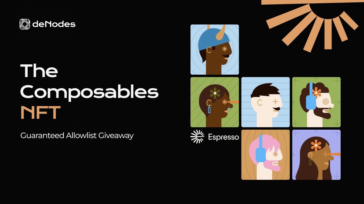 denodes_io's tweet image. We're giving away three guaranteed allowlist spots for The Composables NFT collection!✨

The Composables NFT collection is launching by the end of this month, and we're excited to share that we'll randomly select three (3) winners to receive guaranteed allowlist spots for the…