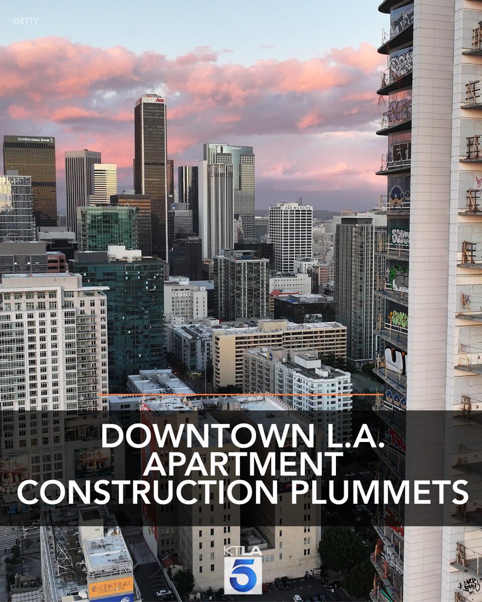Downtown Los Angeles has seen one of the most significant declines in apartment construction among the 50 largest cities in the United States, according to a new report from RentCafe. Details: ktla.com/news/local-new…