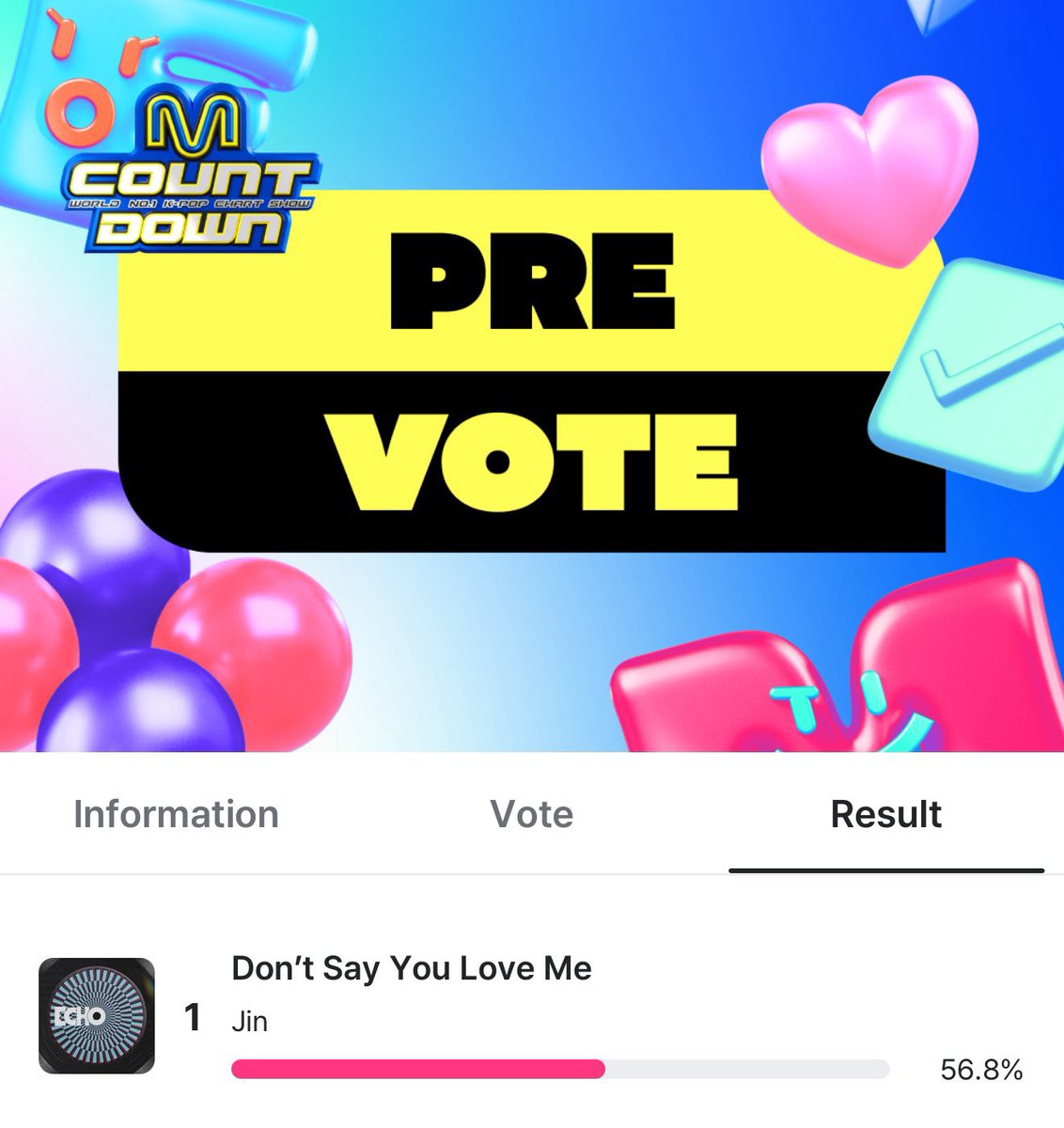 JP_Jinfanbase's tweet photo. Jinの「Don't Say You Love Me」が、MNETの「MCOUNTDOWN」で初の音楽番組ノミネートを獲得しました！

事前投票: https://t.co/2ncQiYJa0X?…
Mnet Plusガイド: https://t.co/WRxr22Ju3h

🗓️ 5/17 - 5/19 午後11時59分 KST
🗳️終了するまで毎日5回投票してください！ https://t.co/WLJ2wXTgQl