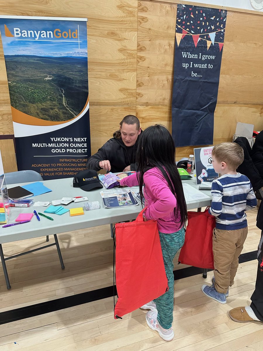 BanyanGold's tweet photo. Thank you to the First Nation of Nacho Nyak Dun for inviting us to participate in #CareerDay! Hope we successfully inspired a few of our community’s young minds to explore careers in mining! #yukon #miningrocks #careersuccess #studentsuccess #hirelocal #womeninmining https://t.co/aNUAxcQ7u5