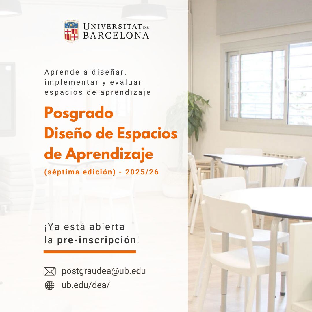 SMART CLASSROOM PROJECT (@smartclasspro) on Twitter photo 📢 ¡Preinscripción abierta!
¿Quieres aprender a diseñar, implementar y evaluar espacios de aprendizaje?
Hazlo en <a href="/UniBarcelona/">Universitat de Barcelona</a> con una formación pionera e innovadora para aprender a transformar los centros educativos 🖊📚
🔗 Más info: ub.edu/acad/npost/pub… 📢 ¡Preinscripción abierta!
¿Quieres aprender a diseñar, implementar y evaluar espacios de aprendizaje?
Hazlo en <a href="/UniBarcelona/">Universitat de Barcelona</a> con una formación pionera e innovadora para aprender a transformar los centros educativos 🖊📚
🔗 Más info: ub.edu/acad/npost/pub…