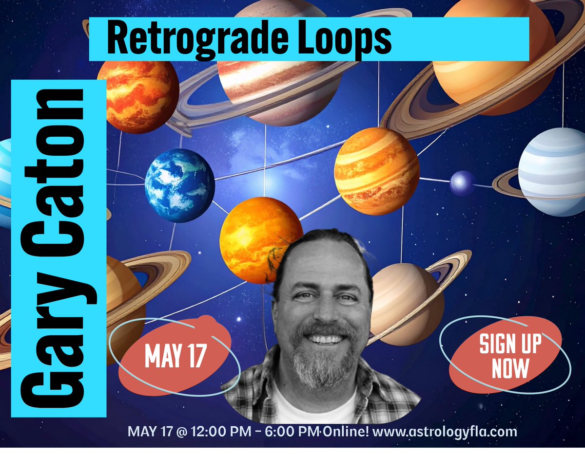 NCGR Fla presents GARY CATON: RETROGRADE LOOPS
MAY 17 @ 12:00 PM - 6:00 PM
It's tomorrow! Hurry and sign up! ASTROLOGYFLA.COM/PRODUCT/GARY-C…
or click on the link in our Bio! 

#Retrogradeplanets